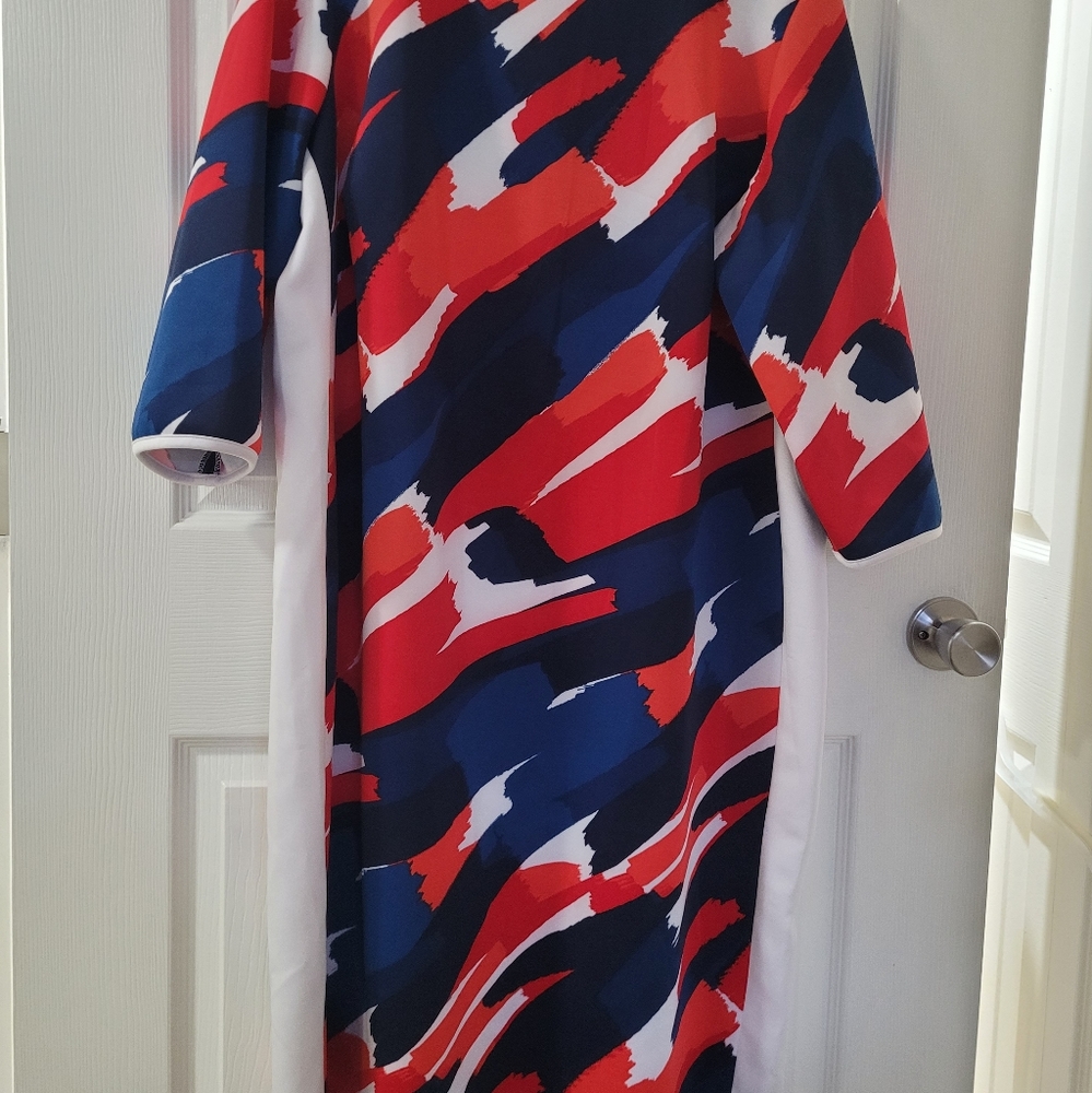 Women's Signature Camryn Sheath Multicolor Dress Sz 18W Red White &  Blue PRETTY